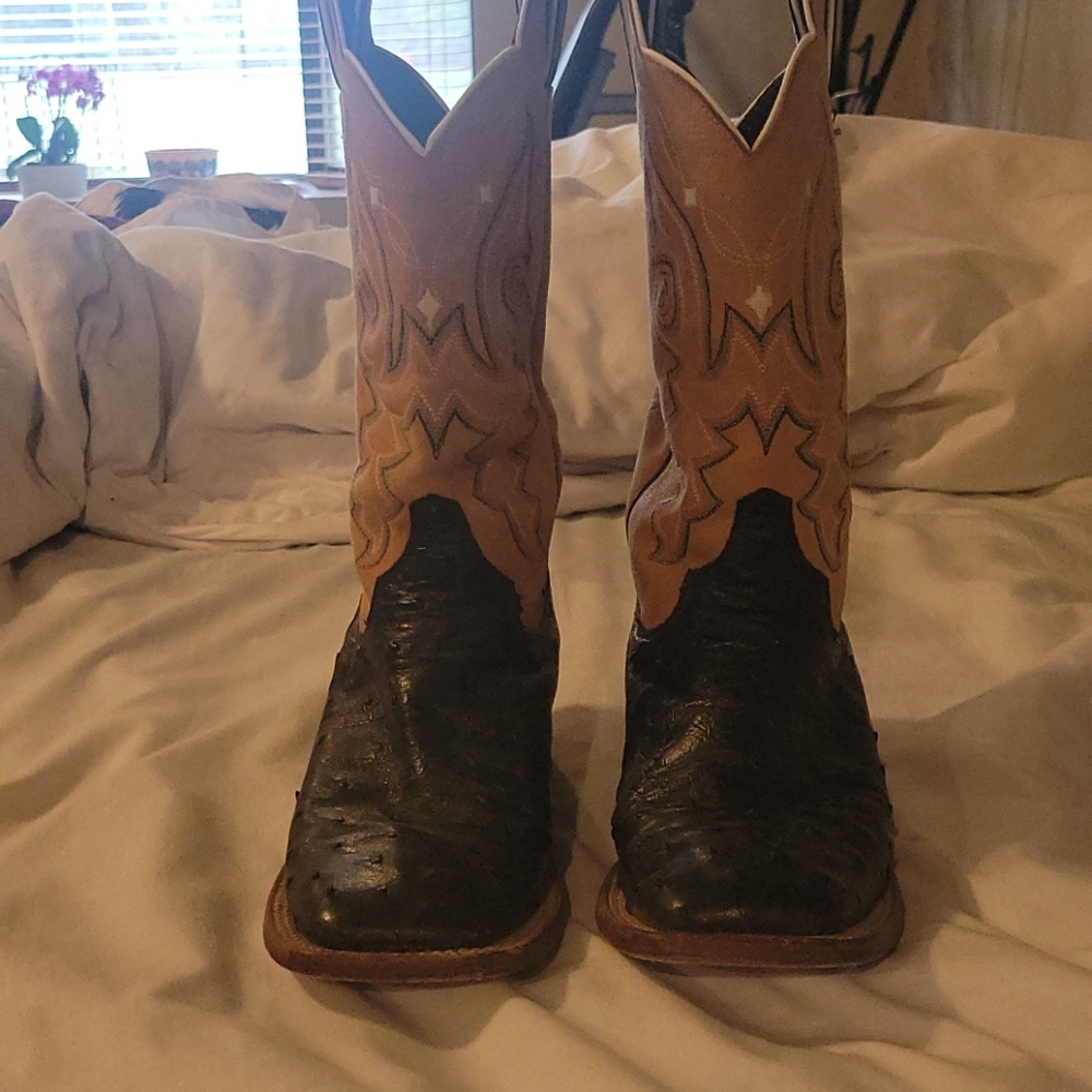 Justin Full Quill Ostrich Square Toe Boots